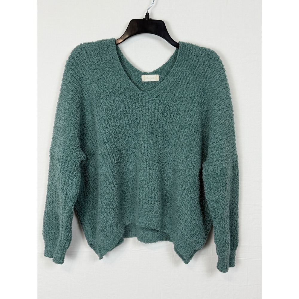 Altar'd State Women Sweater S Green Popcorn Knit V-Neck Boxy Pullover